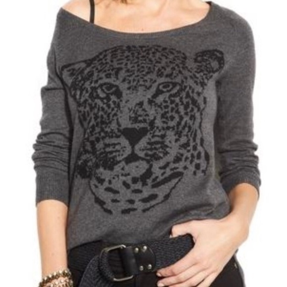 Rock&Republic Gray Leopard Studded Sweater Sz Xs EUC - Picture 1 of 7